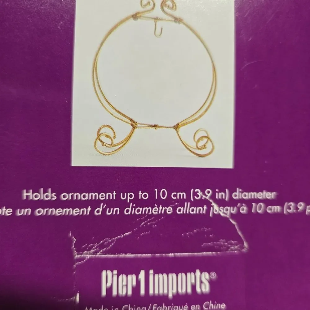 PIER 1 IMPORTS SPARKLING GOLD TONE METAL CHRISTMAS ORNAMENT HOLDER 150/1515